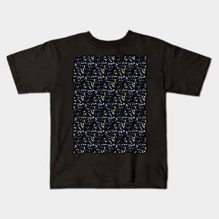 Dark Blue Diamonds Crystals Triangles Regular Pattern Kids T-Shirt